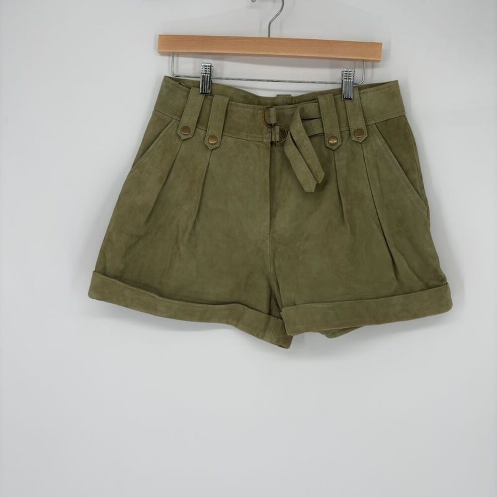 Sezane Suede Robin Khaki Shorts